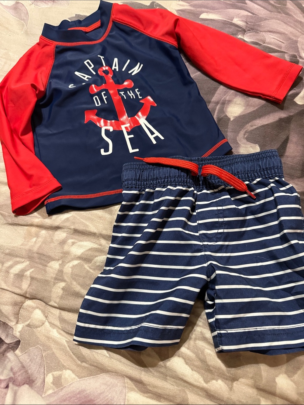 Captain of the Sea Navy & Red swim set size 18 months - Picture 1 of 4